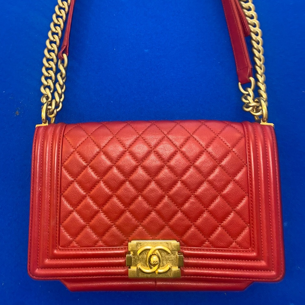 Red Chanel Boy Bag